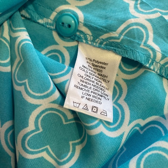 Susan Graver Multicolored Button Down Shirt with Tie Front - Picture 6 of 15